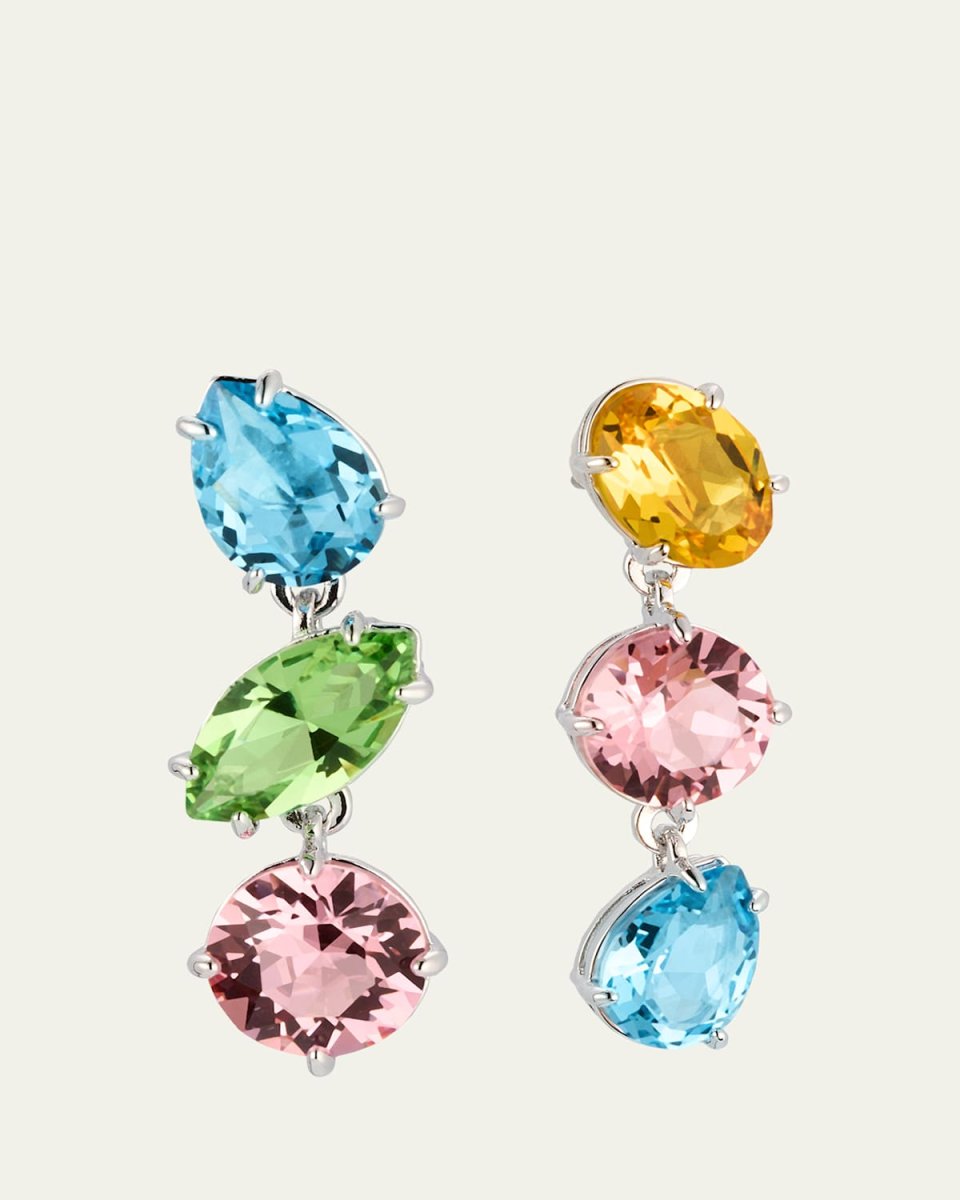 Gema Rhodium-Tone Mix-Cut Multicolor Drop Earrings